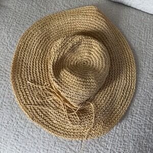 Beach Sun Hat Natural Straw OS Tan Floppy